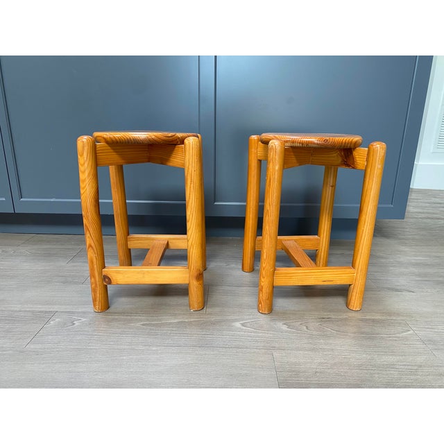 Vintage French Wood Side Tables/Stools 11 1/2" sq x 18 1/4"H each