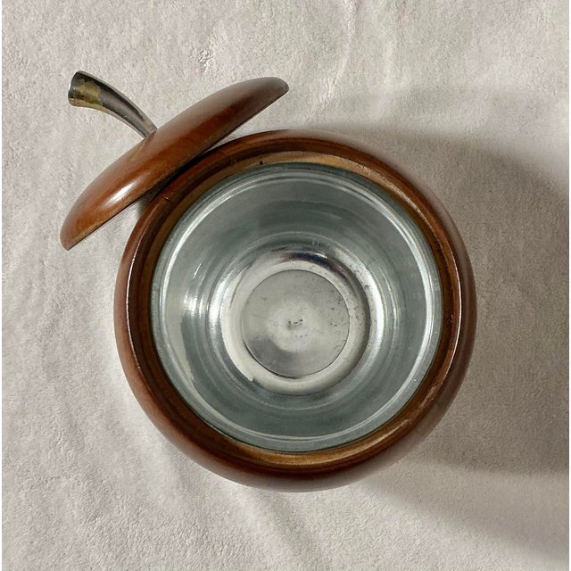 Mid-Century Modern Vintage Mid-Century Modern Apple Shaped Ice Bucket Quaker Solid American Walnut For Sale - Image 3 of 12