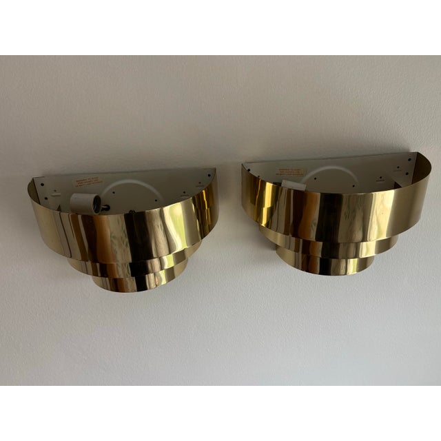 Vintage Mid Century Modern Brass Cascade Sconces - a Pair For Sale - Image 11 of 12