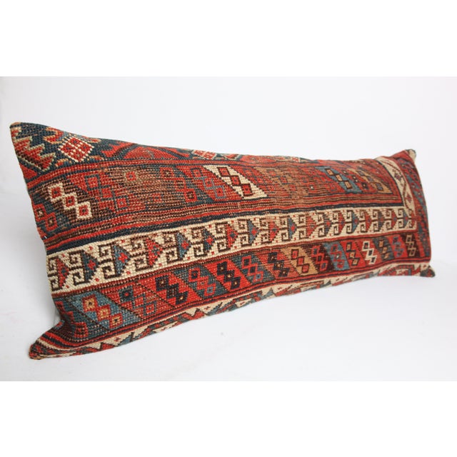 Textile Decorative Handwoven Caucasian Lumbar Rug Pillow Cushion Cover 16'' X 44'' For Sale - Image 7 of 11