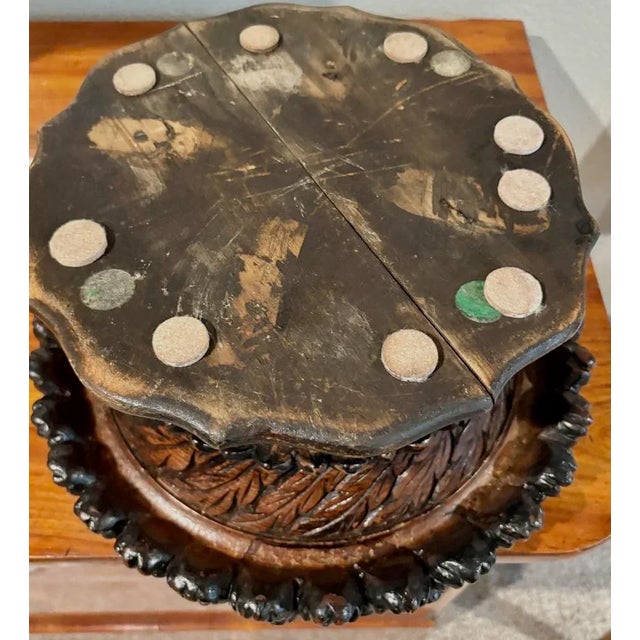 Ornate Hand Carved Wood Indoor Planter, Circa 1970, Swiss Black Forest Wood, 7” H X 13.5” D For Sale - Image 6 of 7