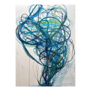 Contemporary Abstract Mixed Water-Based Drawing Media on Arches Paper Drawing "Tangle 17" by Tracey Adams