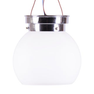 Bauhaus Ceiling Lamp in Chrome-Plated Steel and Opal Glass, Czech, 1930s For Sale