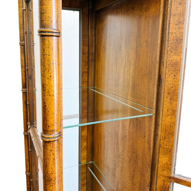 Vintage Weiman Hollywood Regency Faux Bamboo & Brass Glass Display Cabinet For Sale - Image 10 of 17