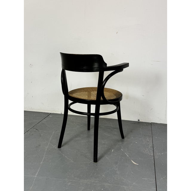 Wood Bentwood Mod 233 Black Desk Chair with Rattan Seat from Thonet, 1930s For Sale - Image 7 of 13