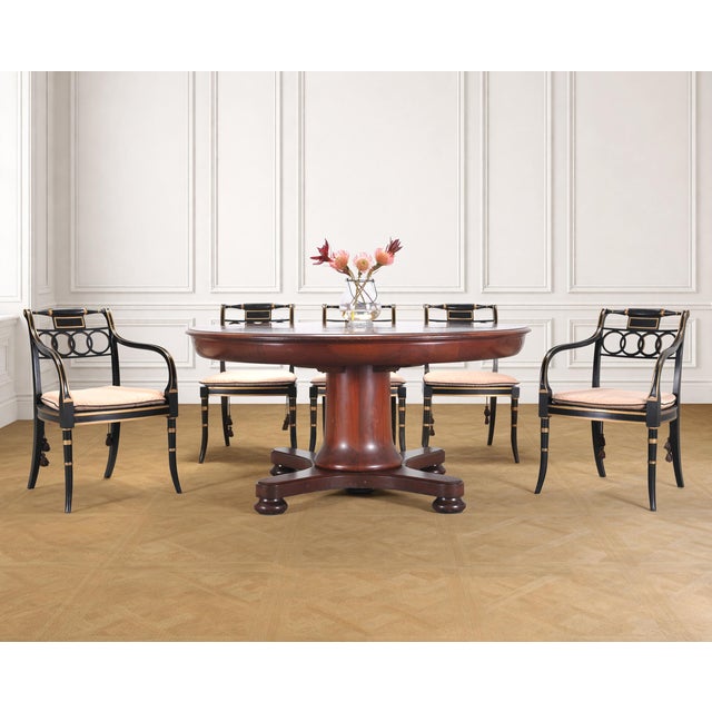 An monumental and rare set of eighteen signed and labeled Baker “Governor Alston” chairs from the Historic Charleston...