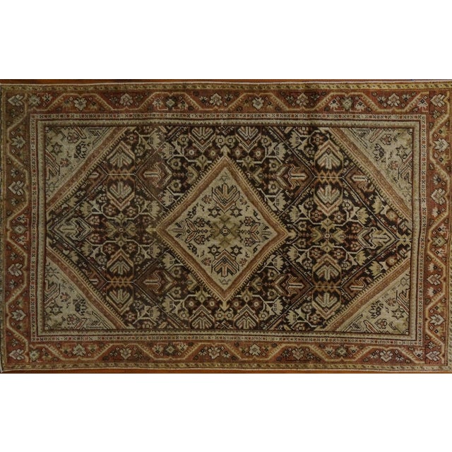 Persian Antique Persian Sultanabad Wool 4 x 7 Ivory, Brown & Rust Handmade Area Rug #1142800 For Sale - Image 3 of 4