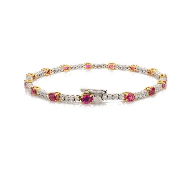 Not Yet Made - Made To Order 18 Karat Gold Genuine Ruby Diamond Engagement Bracelet for Women For Sale - Image 5 of 12