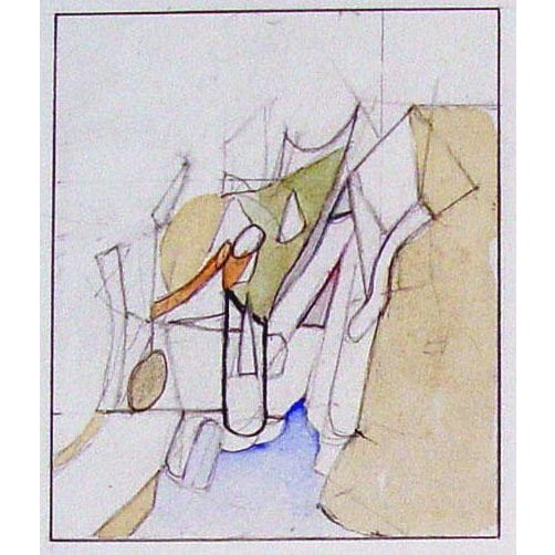 Late 20th Century Abstract Study in Muted Neutrals Watercolor Painting For Sale - Image 4 of 6