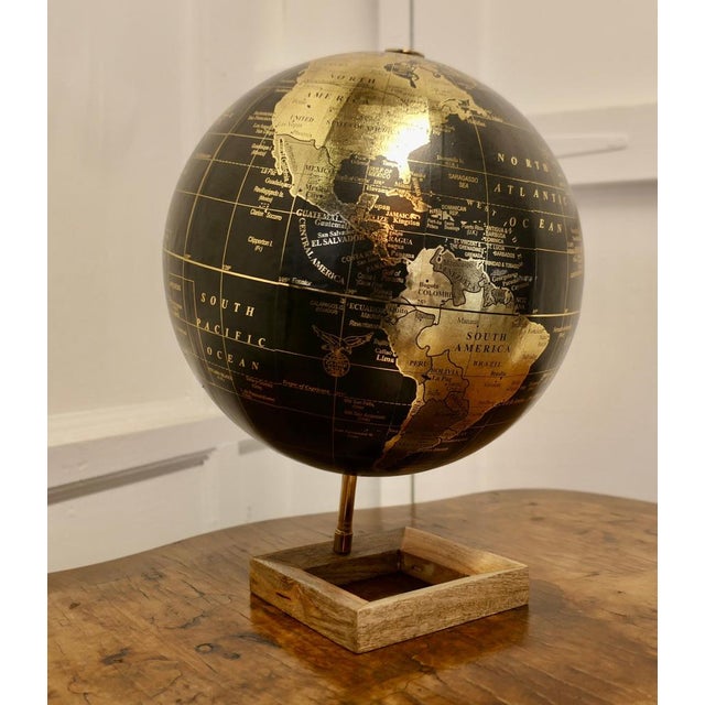 Mid-Century 12 Terrestrial Black and Gold Globe, 1960s For Sale - Image 4 of 10