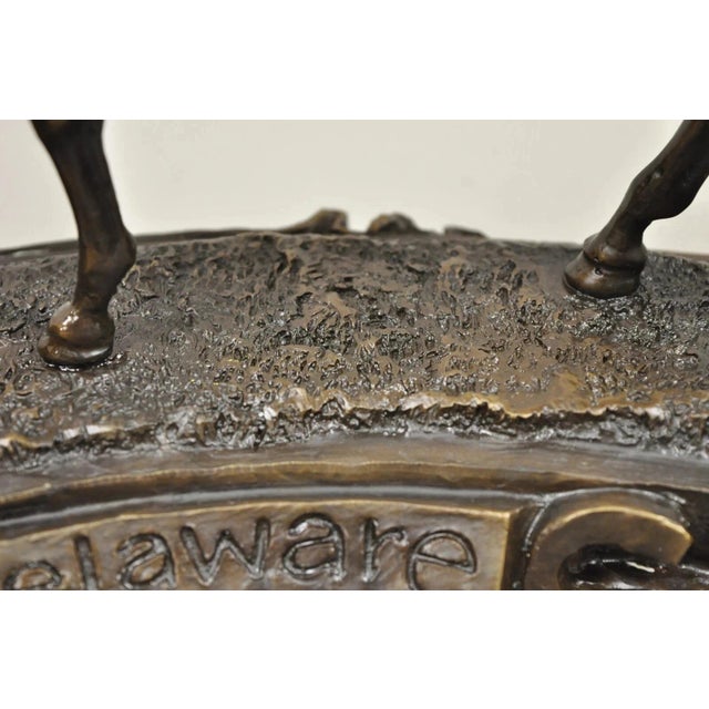 Late 20th Century Late 20th Century Delaware Park Bronze Equestrian Rider Jockey Leading Race Horse Lantern Statue For Sale - Image 5 of 10