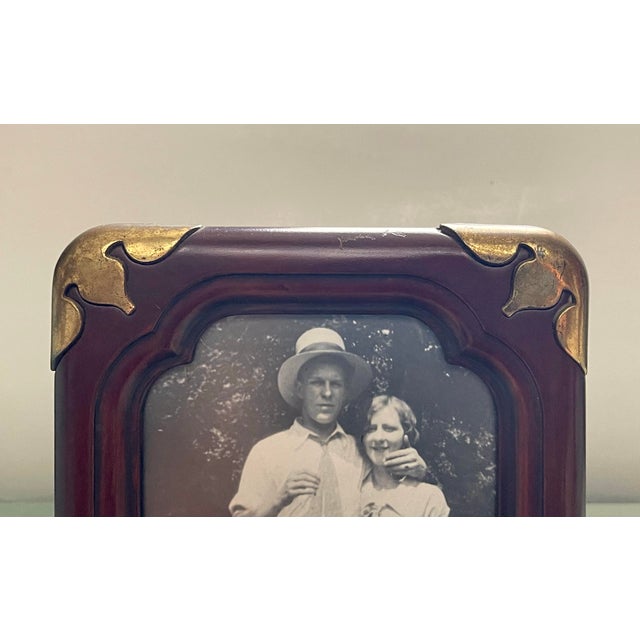 Vintage Wood & Brass Picture Frame For Sale - Image 4 of 11