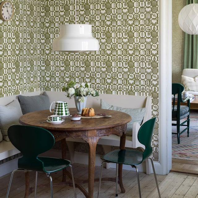 Mid-Century Modern SAMPLE - Boråstapeter Fruktlåda Wallpaper In Olive For Sale - Image 3 of 3