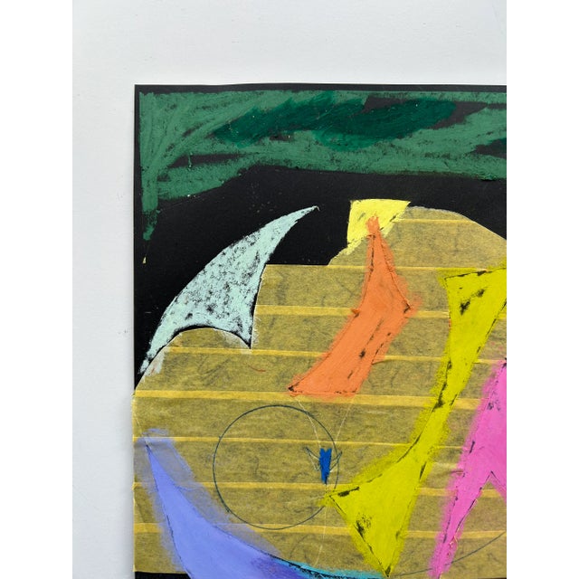 Mixed-media collage and French pastel drawing by Erik Sulander on grit paper. Signed on reverse. Unframed.