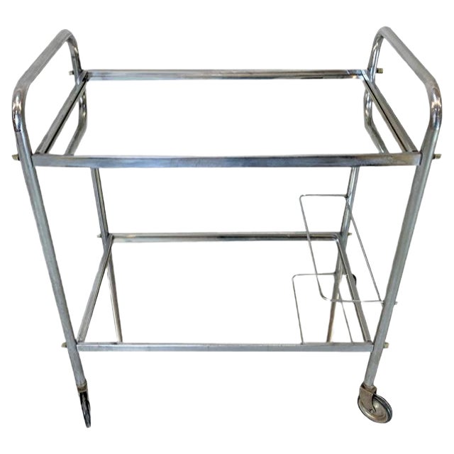 Chrome and Mirrored French Mid-Century Drinks Trolley For Sale