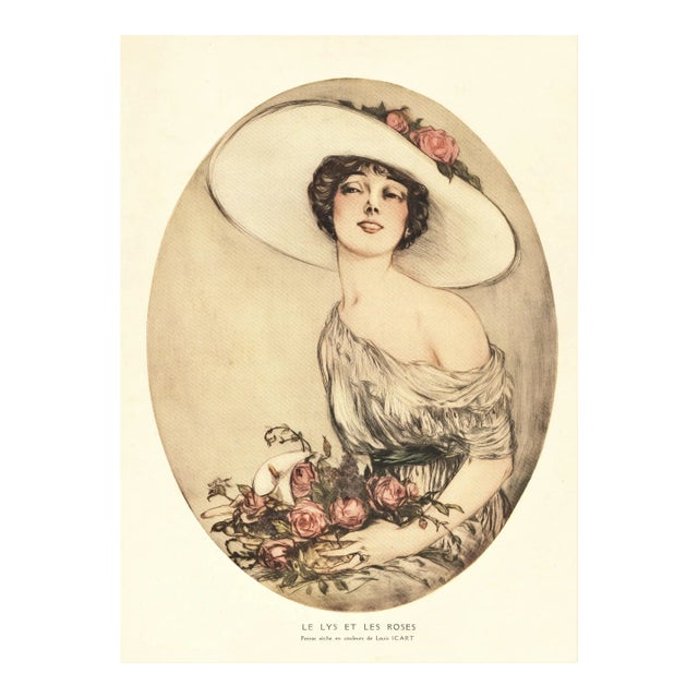 1913 Louis Icart Lithograph-"Lily Among the Roses" For Sale