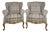 French Louis XV Style Upholstered Armchairs with Giltwood Frames, 1940, Set of 2 For Sale