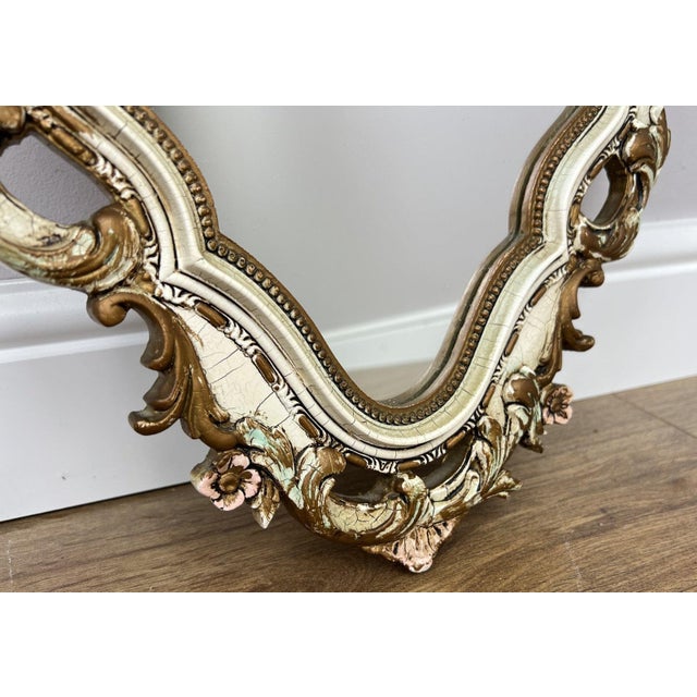 Vintage French Shabby Chic Ornate Wall Mirror For Sale - Image 9 of 11