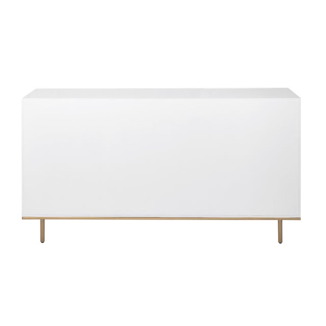 White Pasargad Home Polara Modern White Sideboard With Geometric Doors For Sale - Image 8 of 12