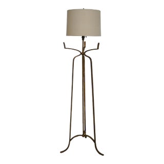 Modern Design Gold Finish Metal Floor Lamp W. Shade For Sale