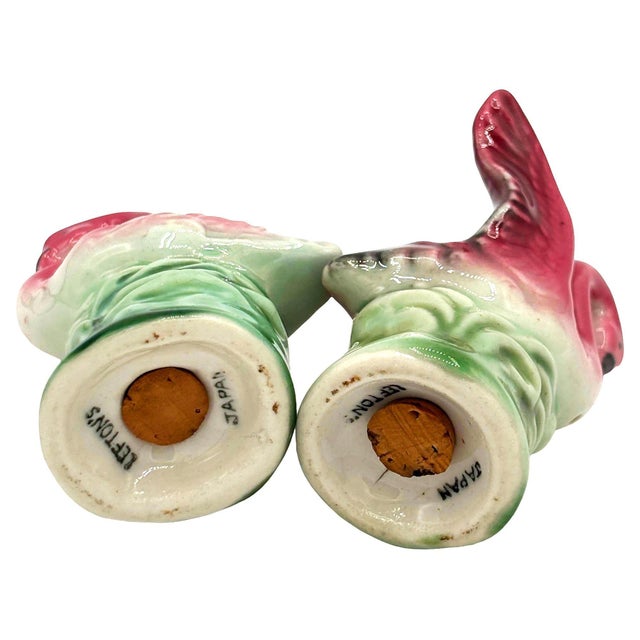 1950s Mid 20th Century Pink Flamingo Ceramic Salt & Pepper Shaker Set, Lefton's Japan For Sale - Image 5 of 5