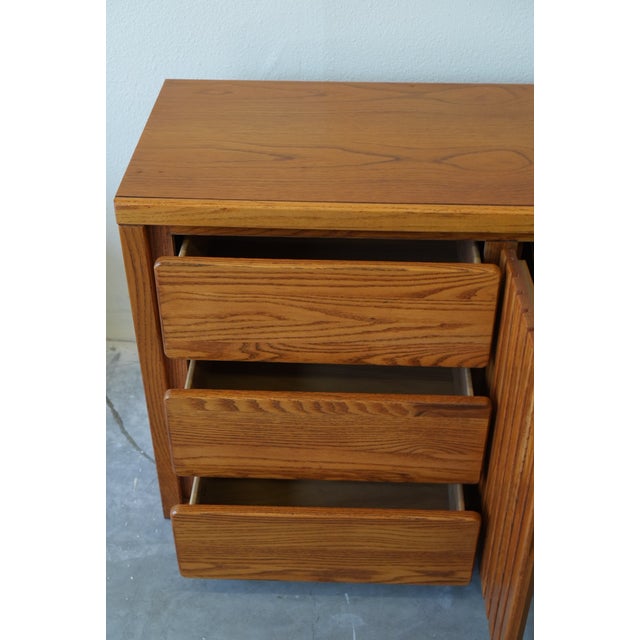 Vintage Solid Oak Dresser - Mid Century Style Wooden Lowboy 1980s For Sale - Image 9 of 10