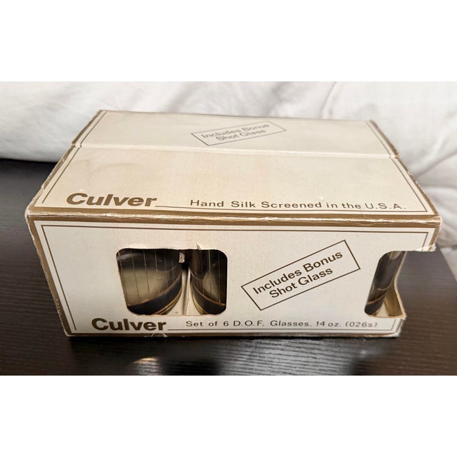 NIB MCM Vtg Deadstock Culver 22kt gold Devon Black & Gold Glasses set of 6 Beautiful Mid Century Devon Double old...