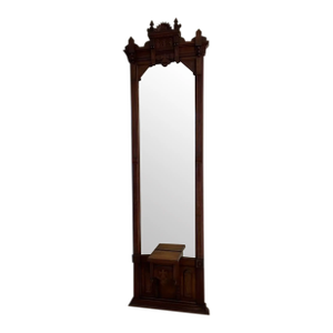 Antique Victorian Eastlake Style Hall Pier Hall Mirror With Shelf