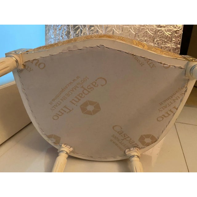 Gold 19th Century Reproduction 24 Karat Gold Leaf Italian Dining Chairs by Caspani Tino - Set of 4 For Sale - Image 8 of 11