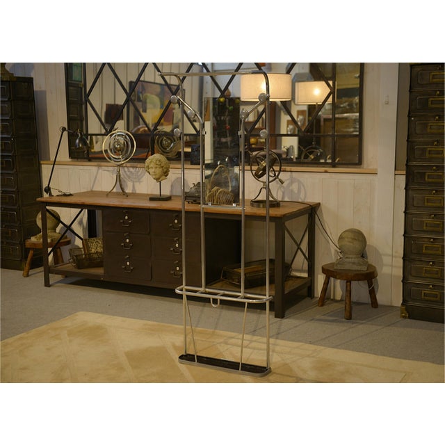 Gray Art Deco Polished Aluminum Entryway Coat Rack with Mirror, 1950s For Sale - Image 8 of 8