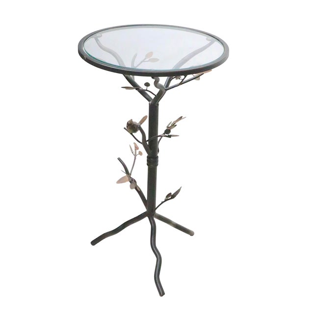 Late 20th Century Metal and Glass Bird Themed Pier 1 Side Table For Sale - Image 10 of 11