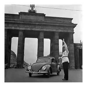 Volkswagen Beetle in Front of Brandenburg Gate, Germany, 1939, Printed 2021