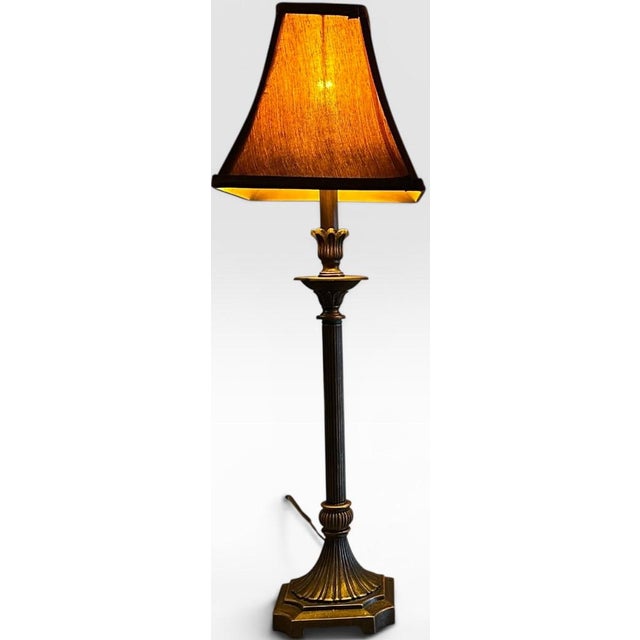 Late 20th Century Contemporary Neoclassical Bronze Finished Fluted Buffet Lamps - A Pair For Sale In Portland, ME - Image 6 of 16