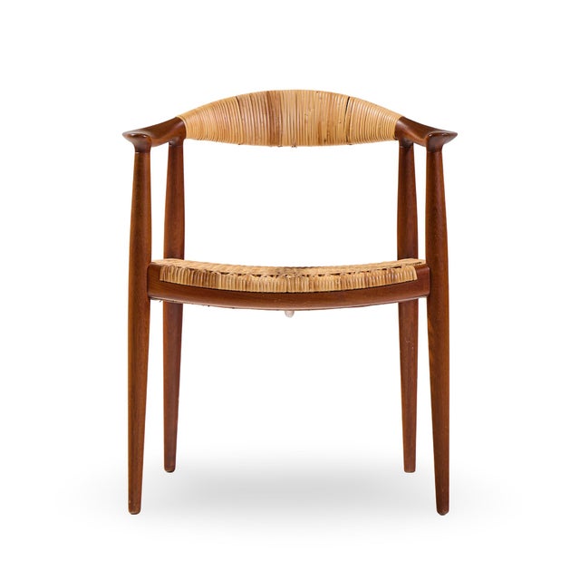 Mid 20th Century Hans Wegner for Johannes Hansen Jh 501 Mid Century Cane and Teak Dining Chairs - Set of 4 For Sale - Image 5 of 14