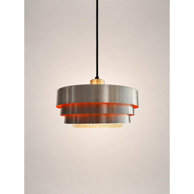 Tiered Aluminum Pendant Lamp with Glass Diffuser, Denmark, 1970s For Sale - Image 13 of 13