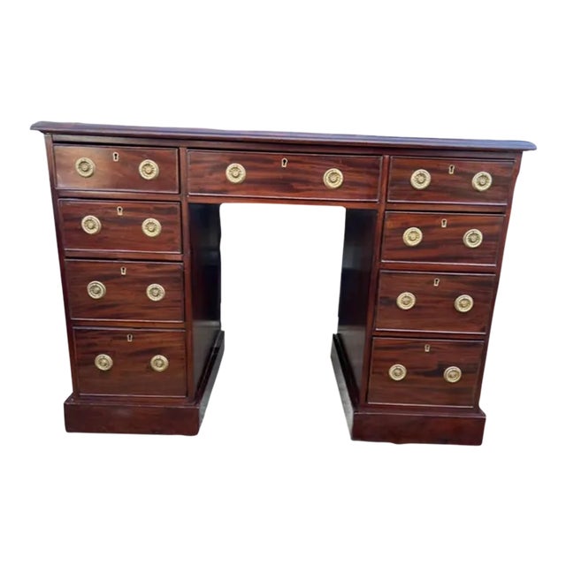 Antique Mahogany Leather Inset Top Desk, 19th Century For Sale