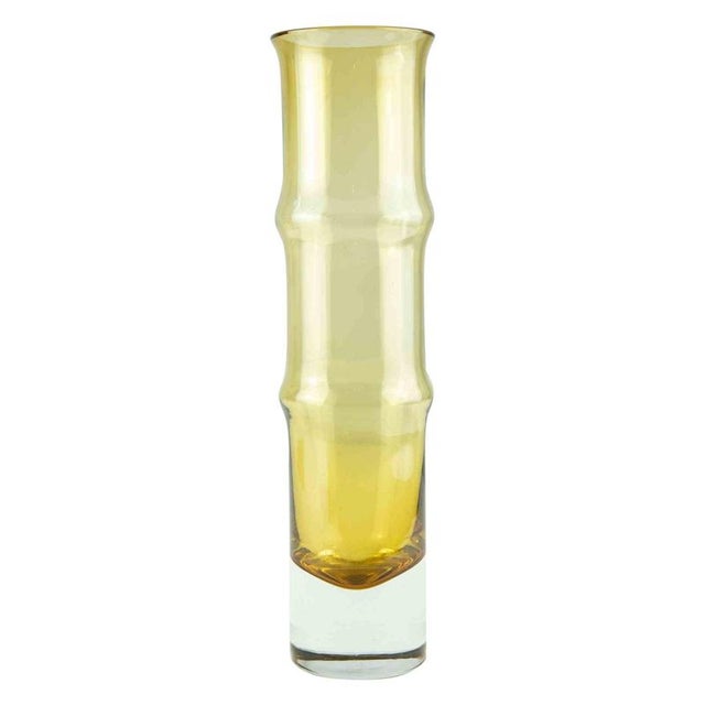 1960s Vintage Swedish Aseda Yellow Glass Bamboo Shape Vase, 1960s For Sale - Image 5 of 5