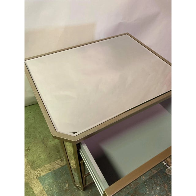 Mirrored and Silver Painted Nightstand For Sale - Image 4 of 7
