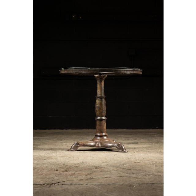 Early 20th Century Repurposed Industrial Cast-Iron Mill Wheel Round Dining Table With Glass Top For Sale - Image 4 of 10