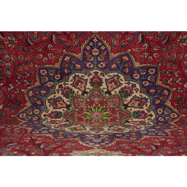 Persian 1970s Vintage Persian Handmade Wool 9x12 Red Area Rug For Sale - Image 3 of 11