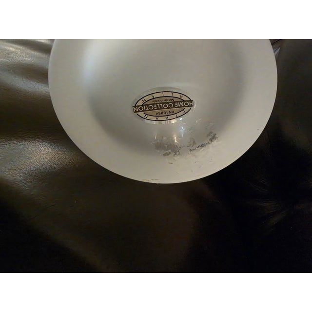 Vintage Frosted Glass Decanter / Bottle With Cobalt Blue Ball Stopper For Sale - Image 4 of 14