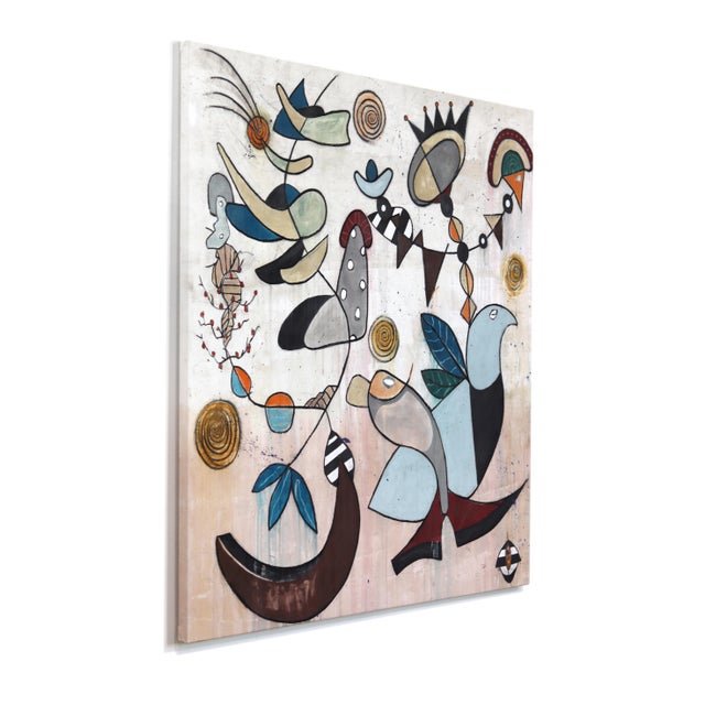 Jit Be Barking - Large Abstract Organic Unique Mixed Media Painting on Canvas Original Artwork by Rue Bootay For Sale In Los Angeles - Image 6 of 9