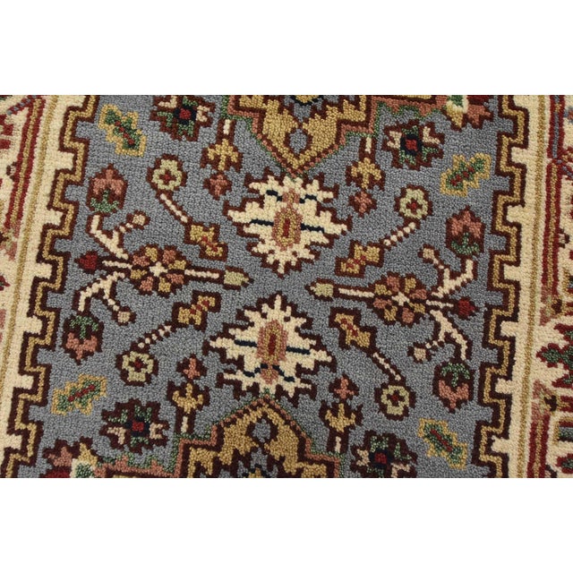 Textile Heriz Runner 2’7” X 8’3” Blue Wool Tribal Hand-Knotted Oriental Rug For Sale - Image 7 of 12