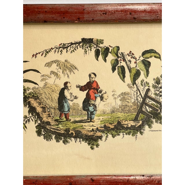 Vintage Borghese Hand Colored Chinoiserie Asian Borghese Framed Prints a Pair For Sale - Image 4 of 12