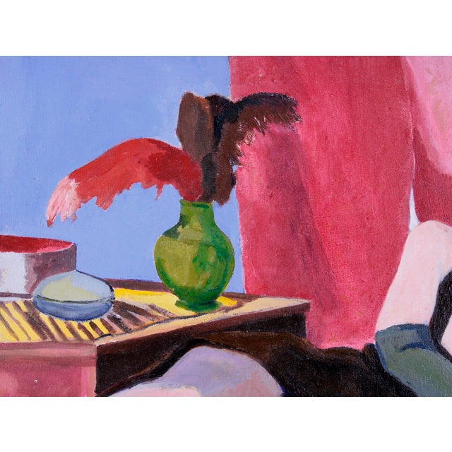 1970s Woman in a Red Hat - Figurative Study Oil by Patricia Gren Hayes For Sale - Image 5 of 8