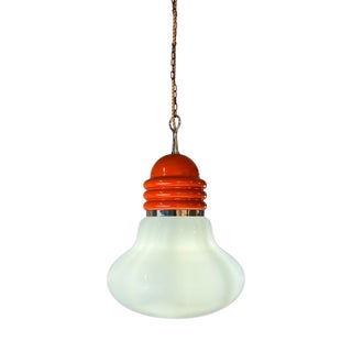 Hanging Lamp in Orange & White from Tronconi For Sale