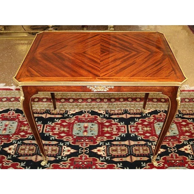 Best French Louis XV Bronze Mounted Kingwood & Mahogany Writing Table Measures 28 in H x 34 in W x 24 1/4 in D