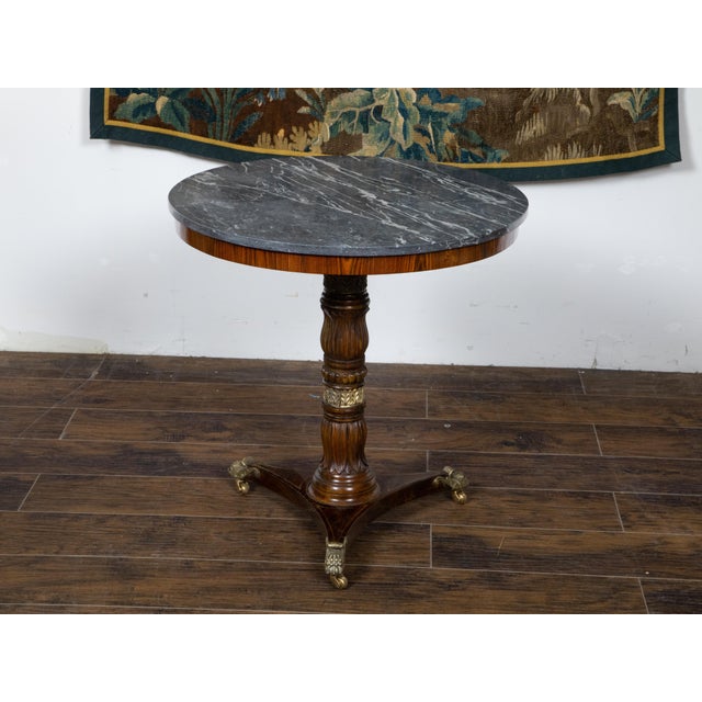 English Regency Period 19th Century Mahogany Side Table with Grey Marble Top For Sale - Image 4 of 10