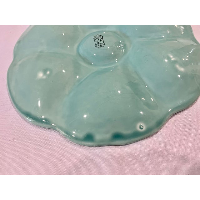 1950s Gien Majolica Aqua/Turquoise Oyster Plate For Sale In Dallas - Image 6 of 8