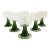 Etched German Roemer Coupe Wine Glasses With Green Stems - Set of 6 For Sale
